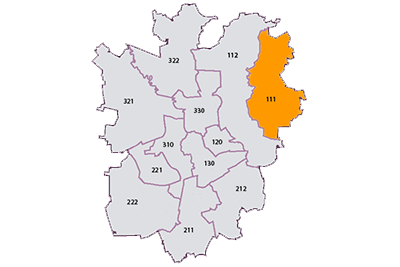 Stadtbezirke, Bezirk 111 markiert